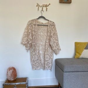 crocheted flowered cover up !